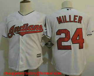 Men's Cleveland Indians #24 Andrew Miller White Home Stitched MLB Cool Base Jersey