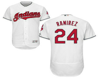 Men's Cleveland Indians #24 Manny Ramirez Retired White 2016 Flexbase Baseball Jersey