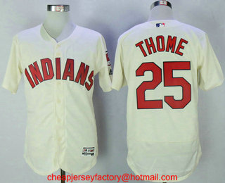 Men's Cleveland Indians #25 Jim Thome Cream Stitched MLB Flex Base Jersey