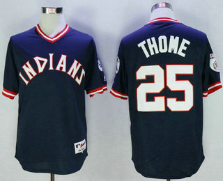Men's Cleveland Indians #25 Jim Thome Navy Blue Pullover 1976 Turn Back the Clock Jersey