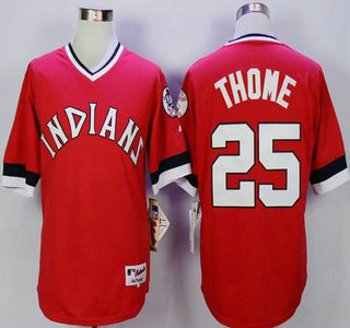 Men's Cleveland Indians #25 Jim Thome Red 1978 Turn Back The Clock Jersey