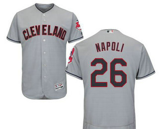 Men's Cleveland Indians #26 Mike Napoli Gray Road Stitched Baseball Jersey
