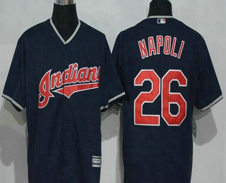Men's Cleveland Indians #26 Mike Napoli Navy Blue Stitched MLB Cool Base Jersey