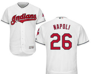 Men's Cleveland Indians #26 Mike Napoli White Home Stitched Baseball Jersey