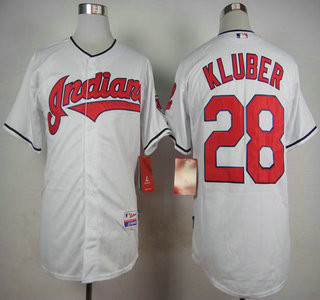 Men's Cleveland Indians #28 Corey Kluber White Jersey