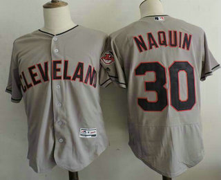 Men's Cleveland Indians #30 Tyler Naquin Gray Road Stitched MLB 2016 Flex Base Jersey