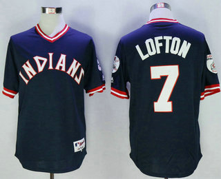 Men's Cleveland Indians #7 Kenny Lofton Navy Blue Pullover 1976 Turn Back the Clock Jersey