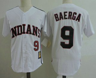 Men's Cleveland Indians #9 Carlos Baerga White 1978 Cooperstown Collection Throwback Jersey