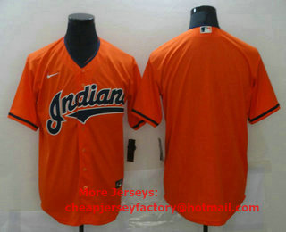 Men's Cleveland Indians Blank Orange Stitched MLB Cool Base Jersey