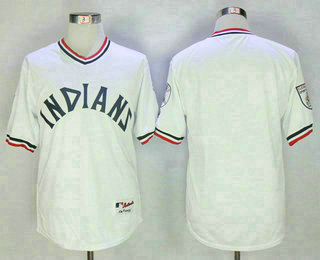 Men's Cleveland Indians Blank White 1973 Turn Back the Clock Stitched MLB Cooperstown Collection Jersey