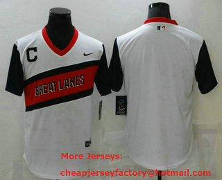 Men's Cleveland Indians Blank White 2021 Little League Classic Stitched Nike Jersey