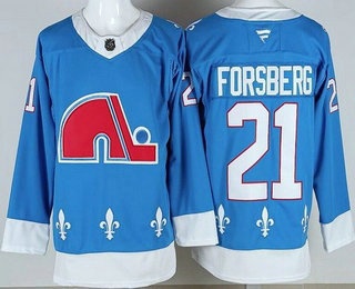 Men's Colorado Avalanche #21 Peter Forsberg Blue Alternate Authentic Jersey