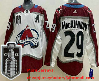 Men's Colorado Avalanche #29 Nathan MacKinnon White 2022 Stanley Cup Stitched Jersey