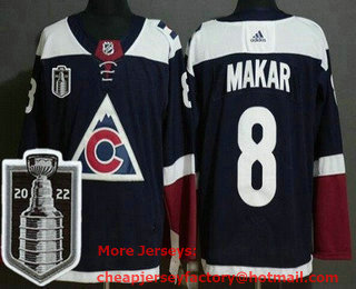 Men's Colorado Avalanche #8 Cale Makar Navy 2022 Stanley Cup Stitched Jersey