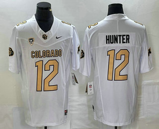 Men's Colorado Buffaloes #12 Travis Hunter White 2023 FUSE Vapor Stitched Jersey