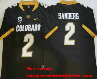 Men's Colorado Buffaloes #2 Shedeur Sanders Limited Black 2022 College Football Jersey