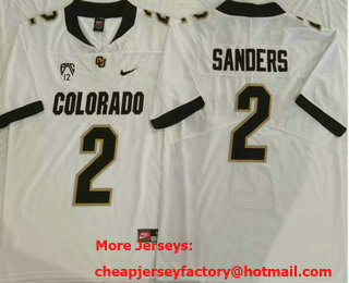 Men's Colorado Buffaloes #2 Shedeur Sanders Limited White 2022 College Football Jersey