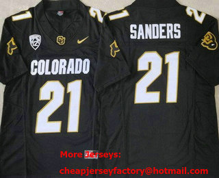 Men's Colorado Buffaloes #21 Shedeur Sanders Black 2023 FUSE Vapor Stitched Jersey