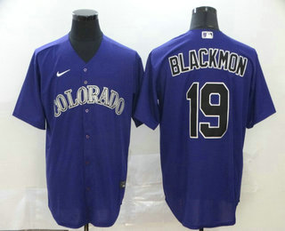 Men's Colorado Rockies #19 Charlie Blackmon Purple Stitched MLB Cool Base Nike Jersey