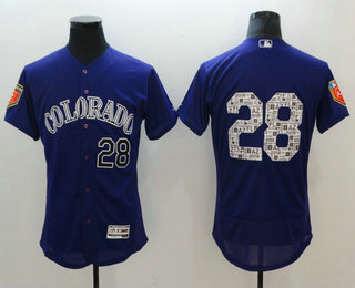 Men's Colorado Rockies #28 Nolan Arenado Purple 2018 Spring Training Stitched MLB Flex Base Jersey