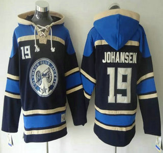 Men's Columbus Blue Jackets #19 Ryan Johansen Old Time Hockey Navy Blue Hoodie