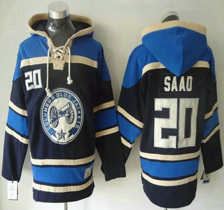 Men's Columbus Blue Jackets #20 Brandon Saad Old Time Hockey 2015 Navy Blue Hoody