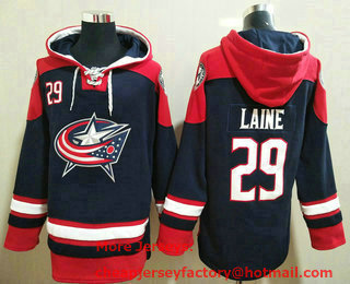 Men's Columbus Blue Jackets #29 Patrik Laine Navy Blue Team Color 2014 Hoodie