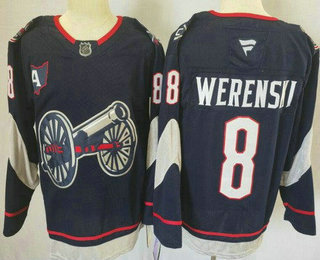 Men's Columbus Blue Jackets #8 Zach Werenski Navy Authentic Jersey