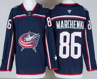 Men's Columbus Blue Jackets #86 Kirill Marchenko Navy Authentic Jersey