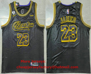 Men's Crenshaw #23 LeBron James Black NEW 2021 Nike City Edition Wish and Heart Stitched Jersey