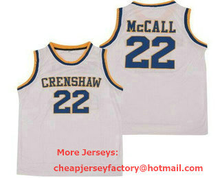 Men's Crenshaw High School #22 Quincy McCall White Basketball Jersey
