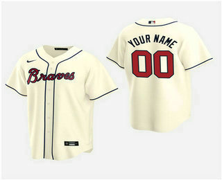 Men's Custom Atlanta Braves 2020 Cream Alternate Replica Jersey