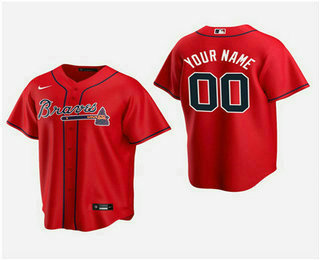 Men's Custom Atlanta Braves 2020 Red Alternate Replica Jersey