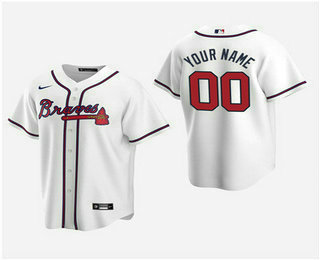 Men's Custom Atlanta Braves 2020 White Home Replica Jersey