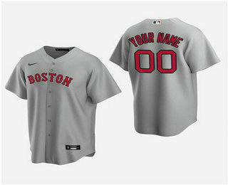 Men's Custom Boston Red Sox Gray Road Replica Jersey
