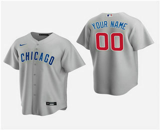 Men's Custom Chicago Cubs Gray Road Replica Jersey