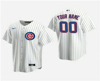 Men's Custom Chicago Cubs White Home Replica Jersey