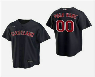 Men's Custom Cleveland Indians Navy Alternate Replica Jersey