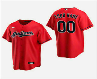 Men's Custom Cleveland Indians Red Alternate Replica Jersey