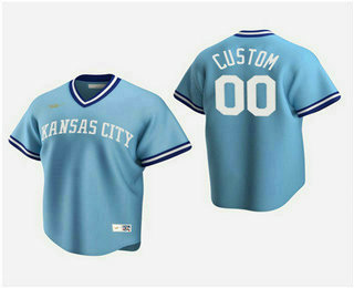 Men's Custom Kansas City Royals Light Blue Road Cooperstown Collection Nike Jersey
