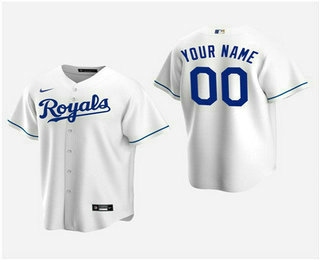 Men's Custom Kansas City Royals White Home Replica Jersey