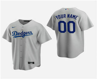 Men's Custom Los Angeles Dodgers Gray Alternate Replica Jersey