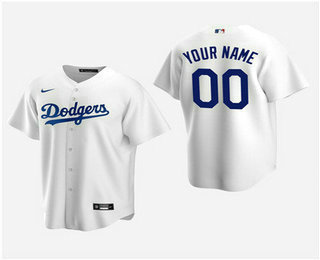 Men's Custom Los Angeles Dodgers White Home Replica Jersey