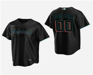 Men's Custom Miami Marlins Black Alternate Replica Jersey