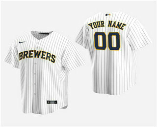 Men's Custom Milwaukee Brewers White Alternate Replica Jersey