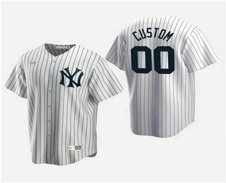 Men's Custom New York Yankees White Home Cooperstown Collection Nike Jersey