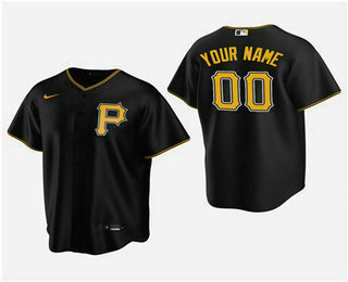 Men's Custom Pittsburgh Pirates Black Alternate Replica Jersey