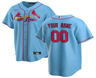 Men's Custom St. Louis Cardinals Nike Light Blue Alternate 2020 Replica Custom Jersey