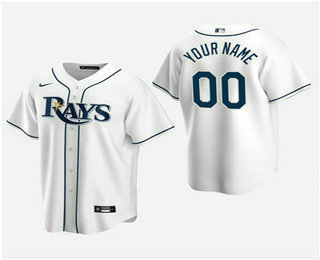 Men's Custom Tampa Bay Rays White Home Replica Jersey