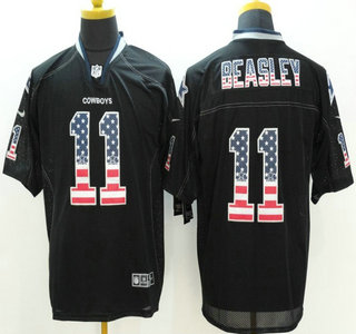 Men's Dallas Cowboys #11 Cole Beasley Nike 2015 USA Flag Fashion Black Elite Jersey